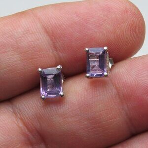 *925 Sterling Silver Genuine Amethyst Earring Studs